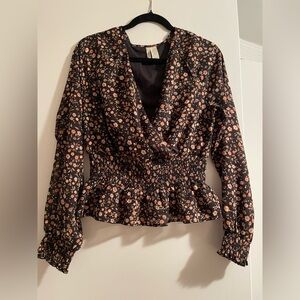Japna Black and Pink Floral Blouse